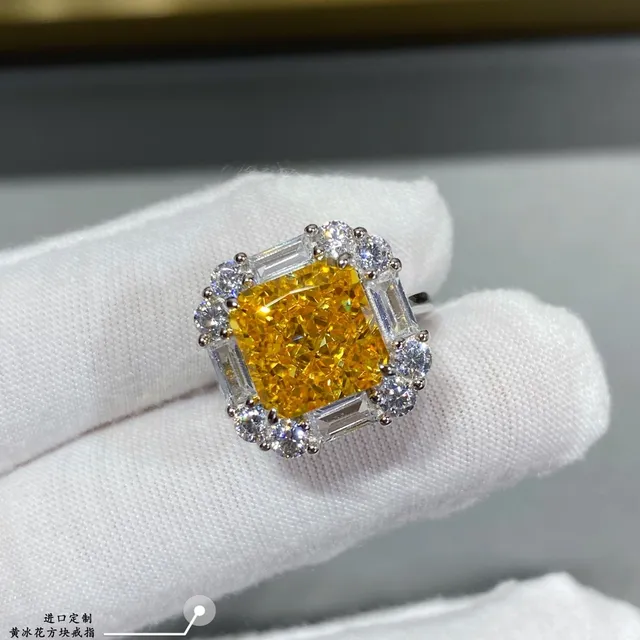 Yellow Cushion-Cut Gemstone Halo Ring 7