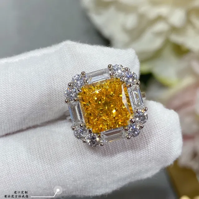 Yellow Cushion-Cut Gemstone Halo Ring 8