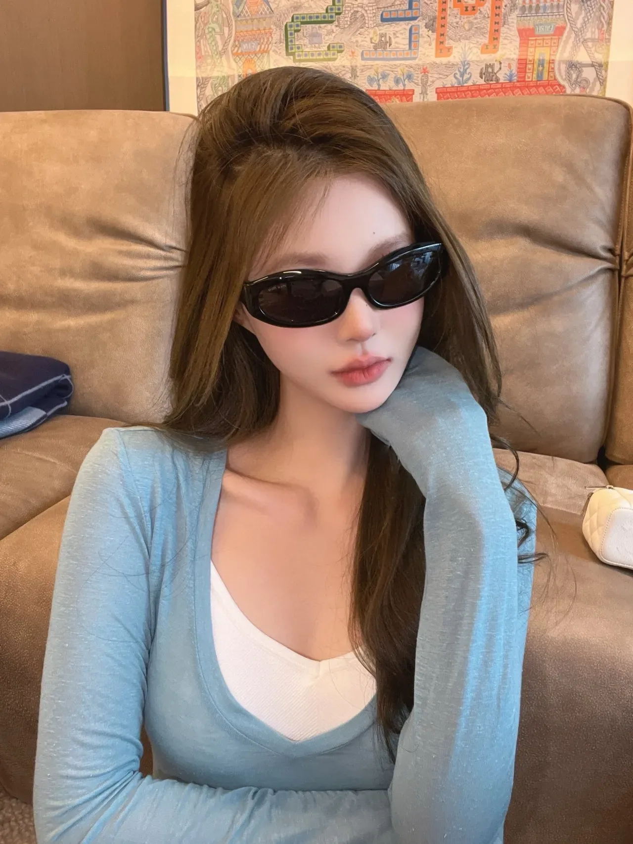 Gentle Monster Narrow Rectangular Glossy Black Sunglasses 7