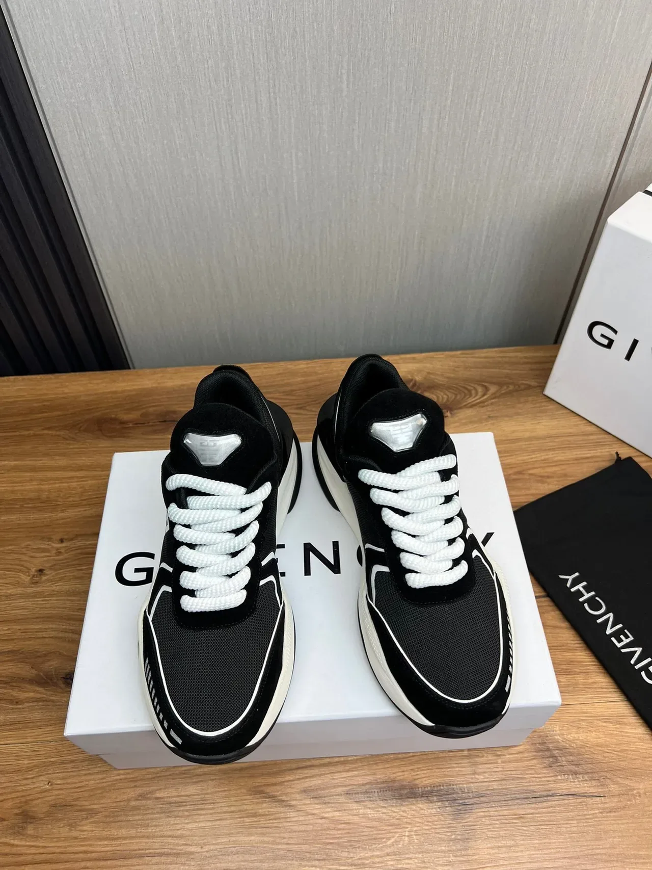 Givenchy Black White Sole Mesh Upper Chunky Sneakers 2