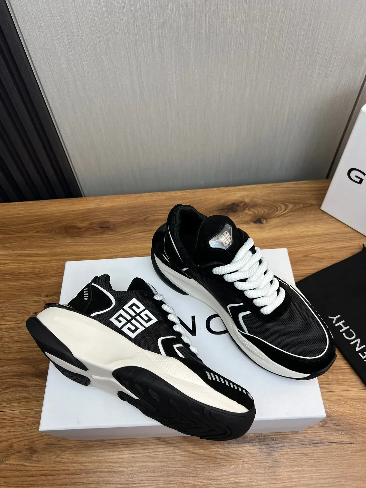 Givenchy Black White Sole Mesh Upper Chunky Sneakers 5