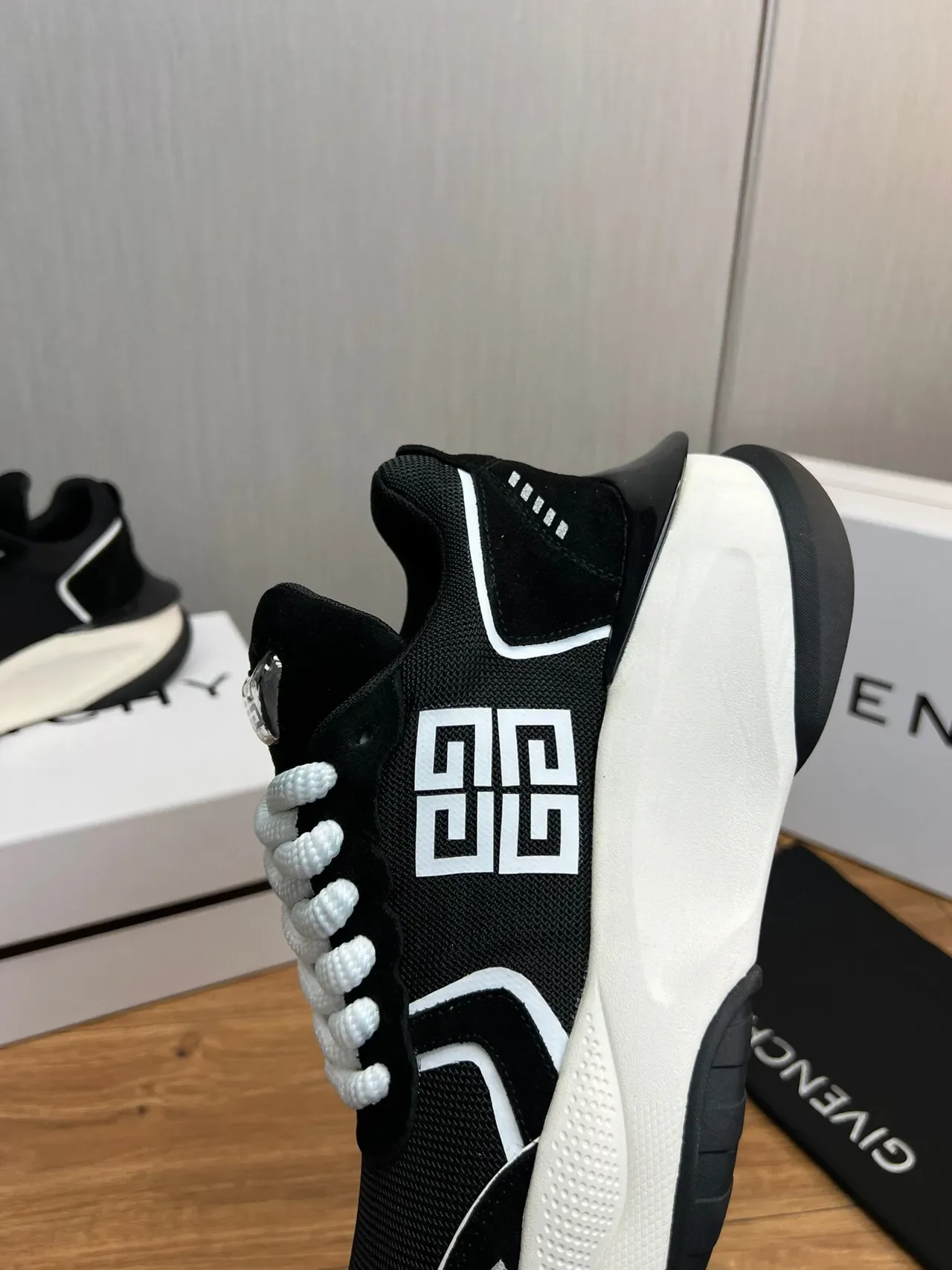 Givenchy Black White Sole Mesh Upper Chunky Sneakers 7