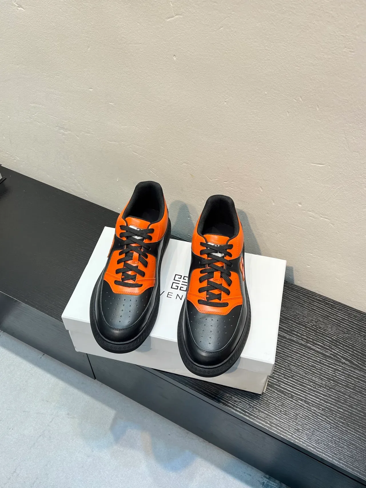 Givenchy City Sport Black and Orange Leather Lifestyle Sneakers 2