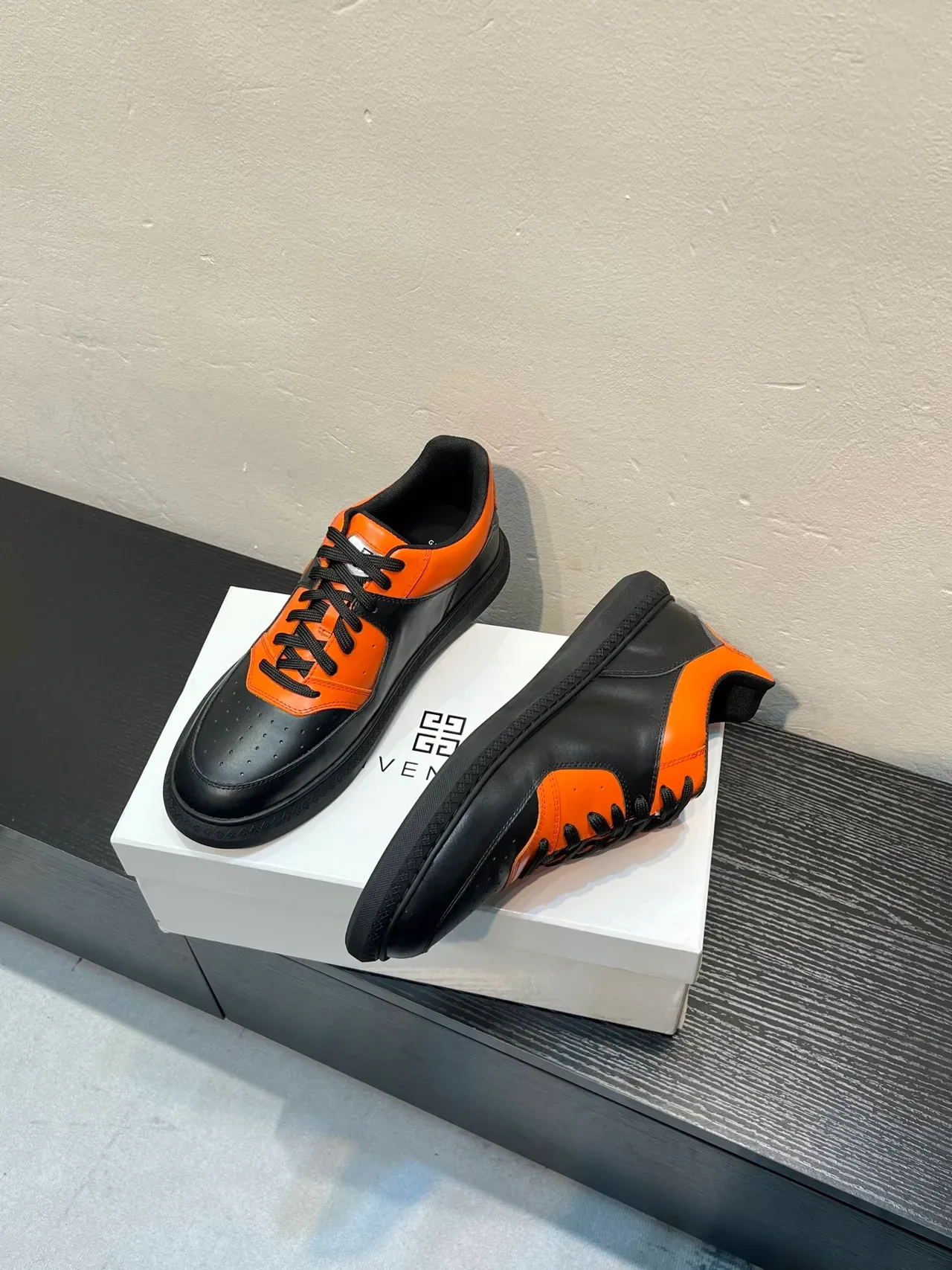 Givenchy City Sport Black and Orange Leather Lifestyle Sneakers 4