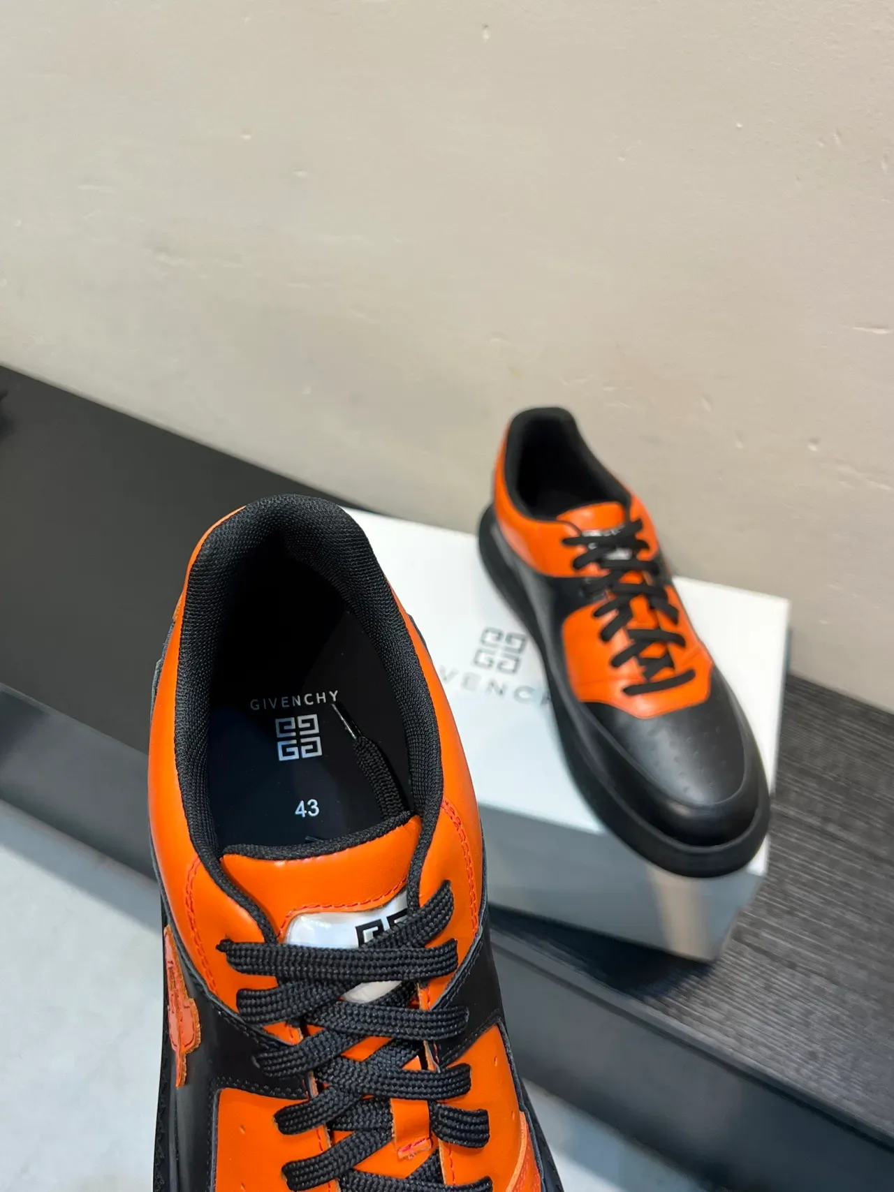 Givenchy City Sport Black and Orange Leather Lifestyle Sneakers 7
