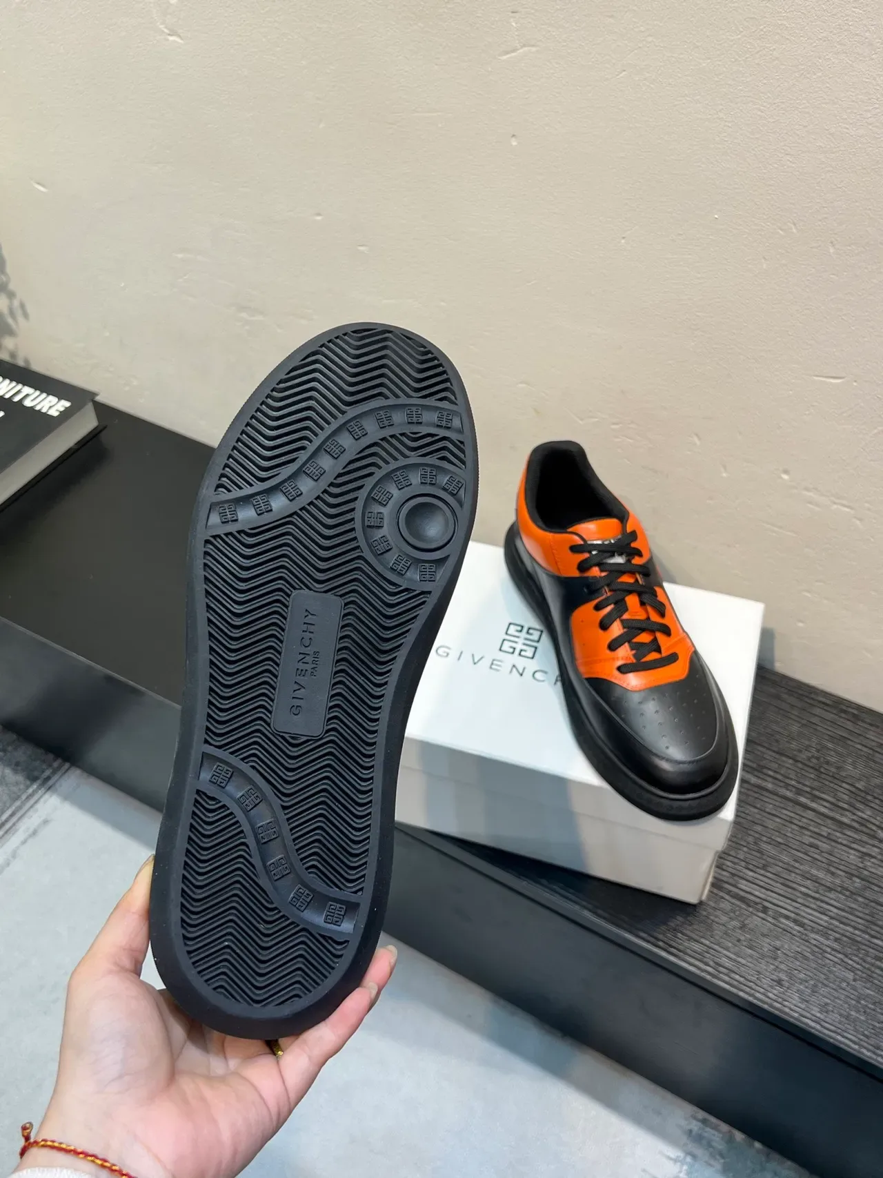 Givenchy City Sport Black and Orange Leather Lifestyle Sneakers 9