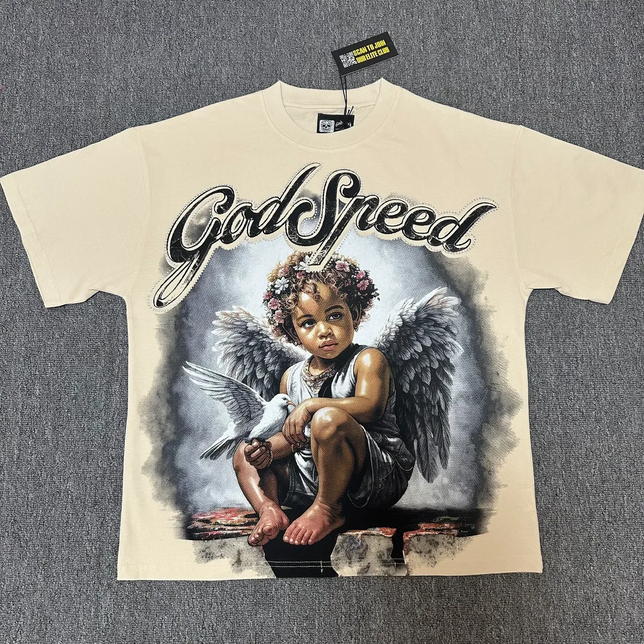 Godspeed एंजल मोटिफ ग्राफिक टी-शर्ट 6