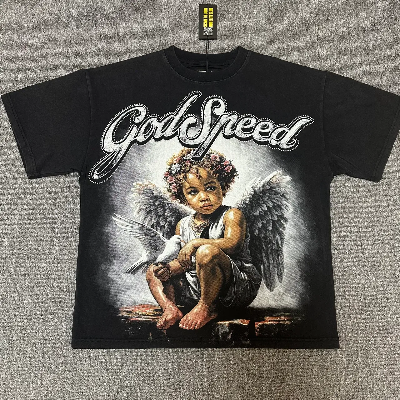 Godspeed एंजल मोटिफ ग्राफिक टी-शर्ट 7