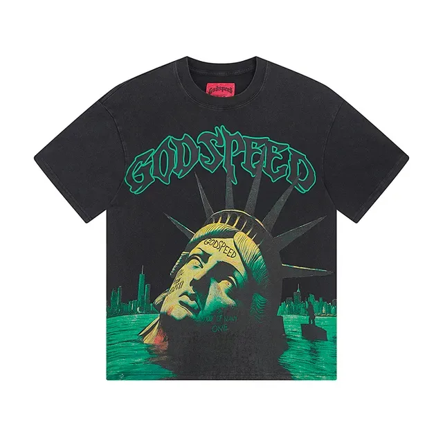 Godspeed Graphic Print Black and Teal T-Shirt 2