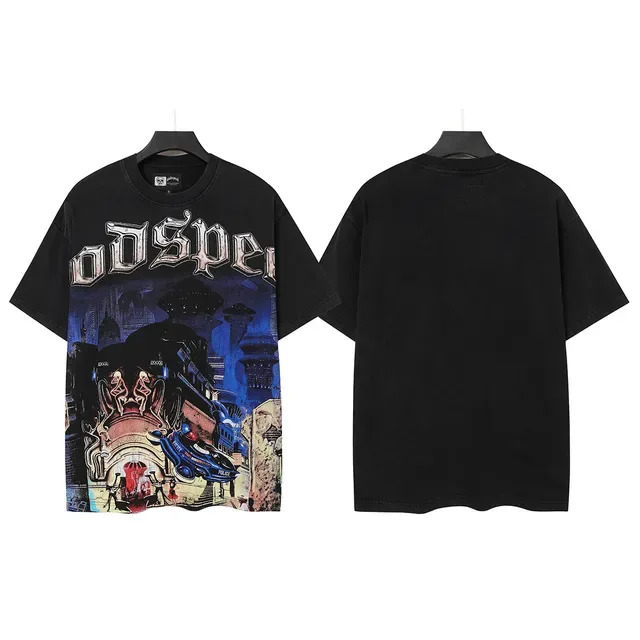 Godspeed Graphic Print Oversized Distressed Black T-Shirt 4