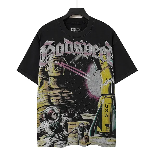 Godspeed Space Mission Graphic Print Black T-Shirt 3