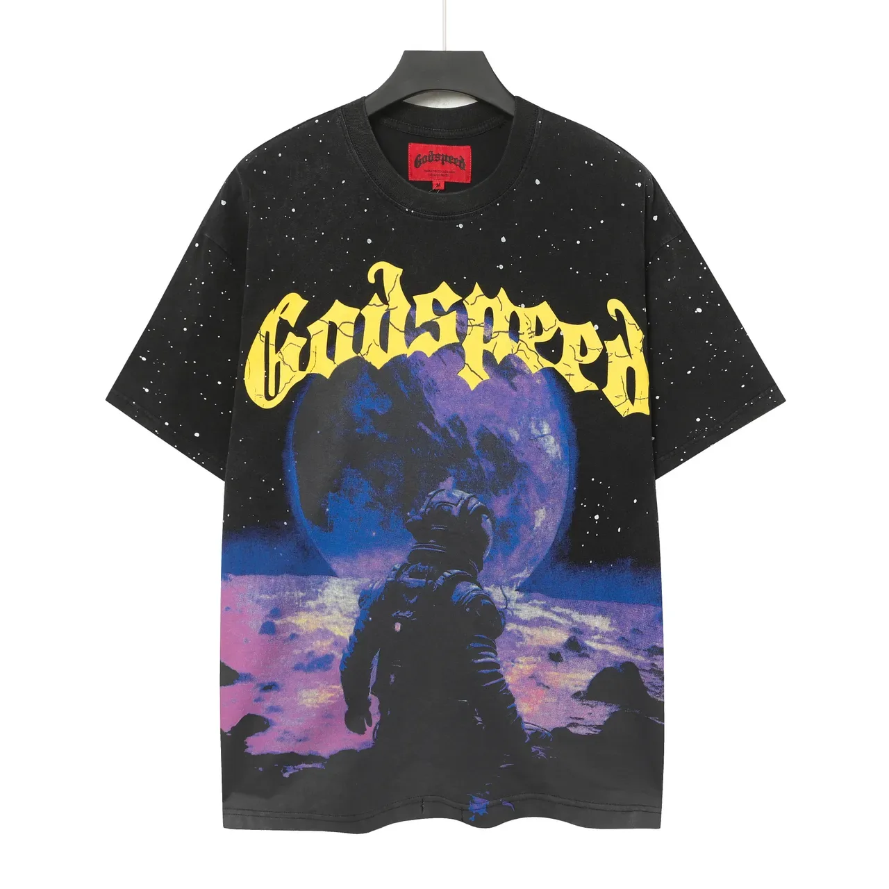 Godspeed To The Moon Oversized Space-Wash Graphic T-Shirt 2