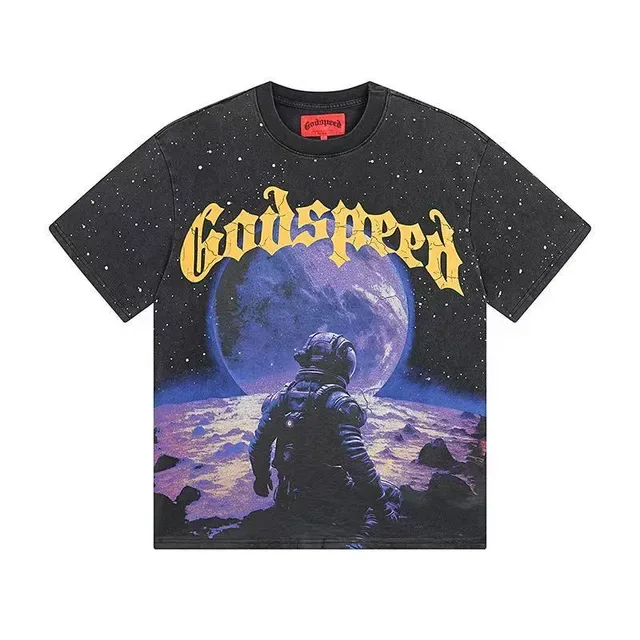 Godspeed To The Moon Oversized Space-Wash Graphic T-Shirt 4