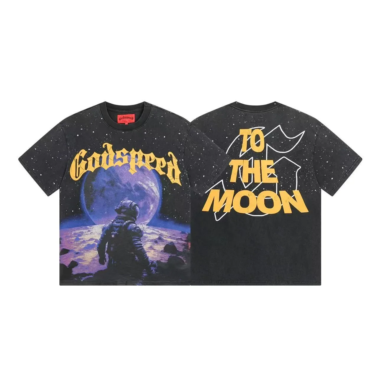 Godspeed To The Moon Oversized Space-Wash Graphic T-Shirt 6