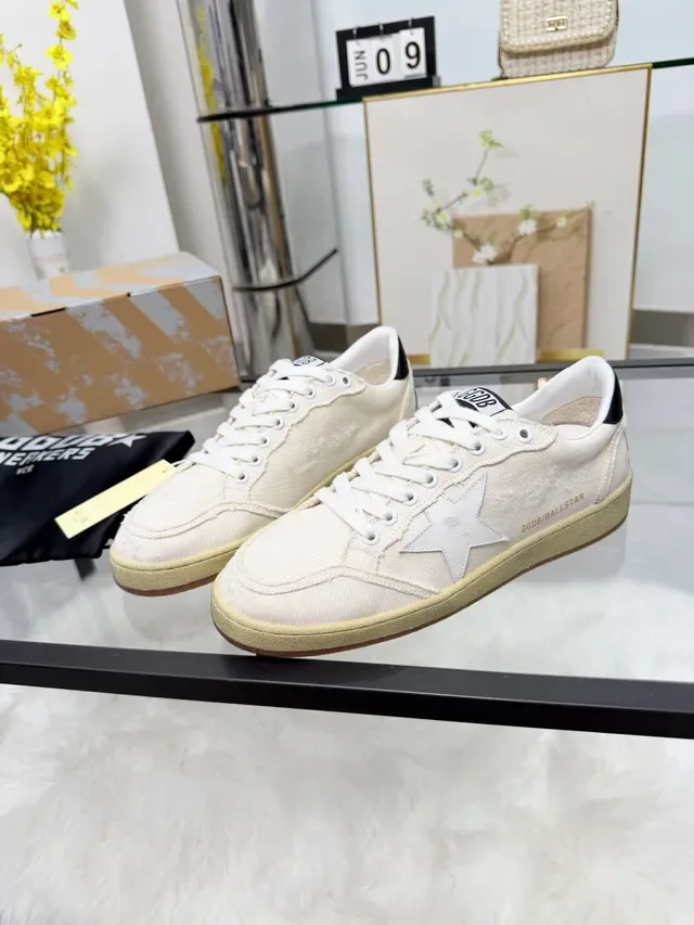 Golden Goose Ball Star Off-White Canvas Lifestyle Sneakers 5