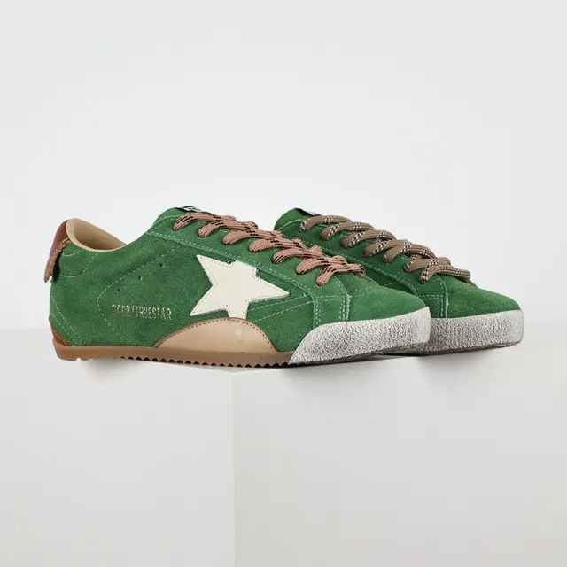 Golden Goose Superstar حذاء رياضي سويدي أخضر نجم لايف ستايل 3