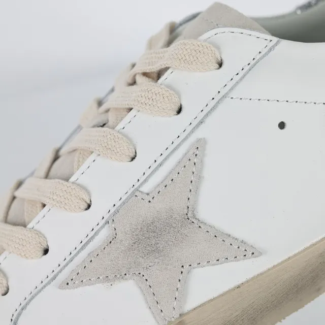 Golden Goose Superstar Branco Prata Desgastado Solado de borracha Brilhante Etiqueta de calcanhar Tênis lifestyle 6