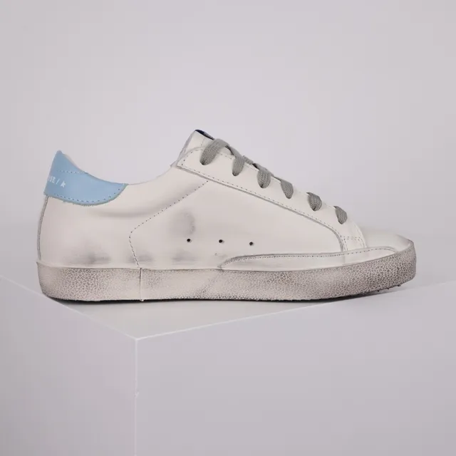 Golden Goose Tênis Lifestyle Brancos e Rosa de Couro Distressed com Glitter Star Appliqué 7