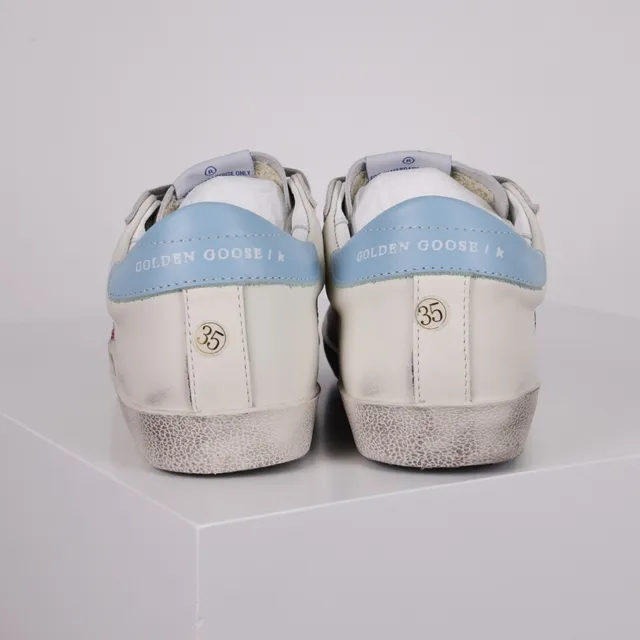 Golden Goose Tênis Lifestyle Brancos e Rosa de Couro Distressed com Glitter Star Appliqué 8