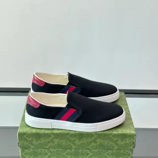 Gucci Ace Black Red Slip-On Upper Canvas Shoes
