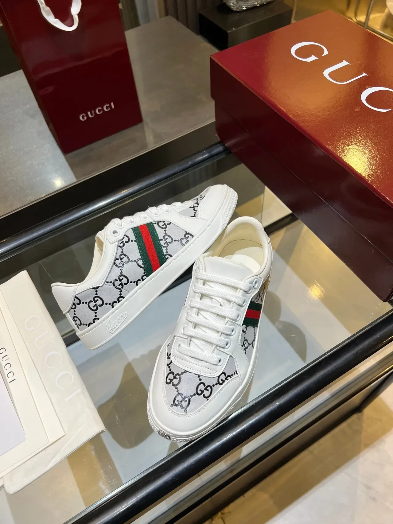 Gucci Ace GG Monogram Web Stripe Lifestyle Sneakers 4