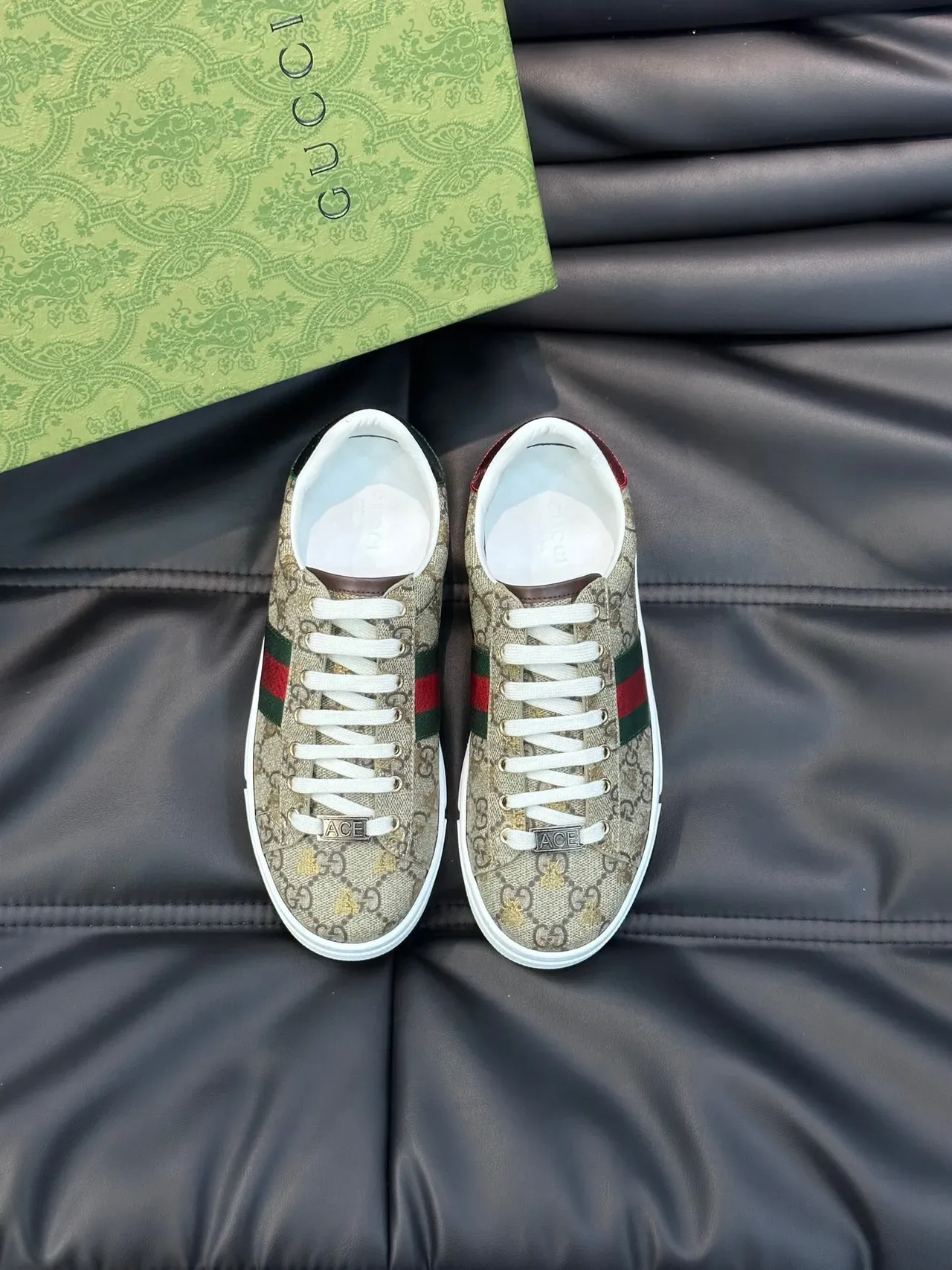 Gucci Ace GG Supreme Beige Green Red Web Lifestyle Sneakers 2
