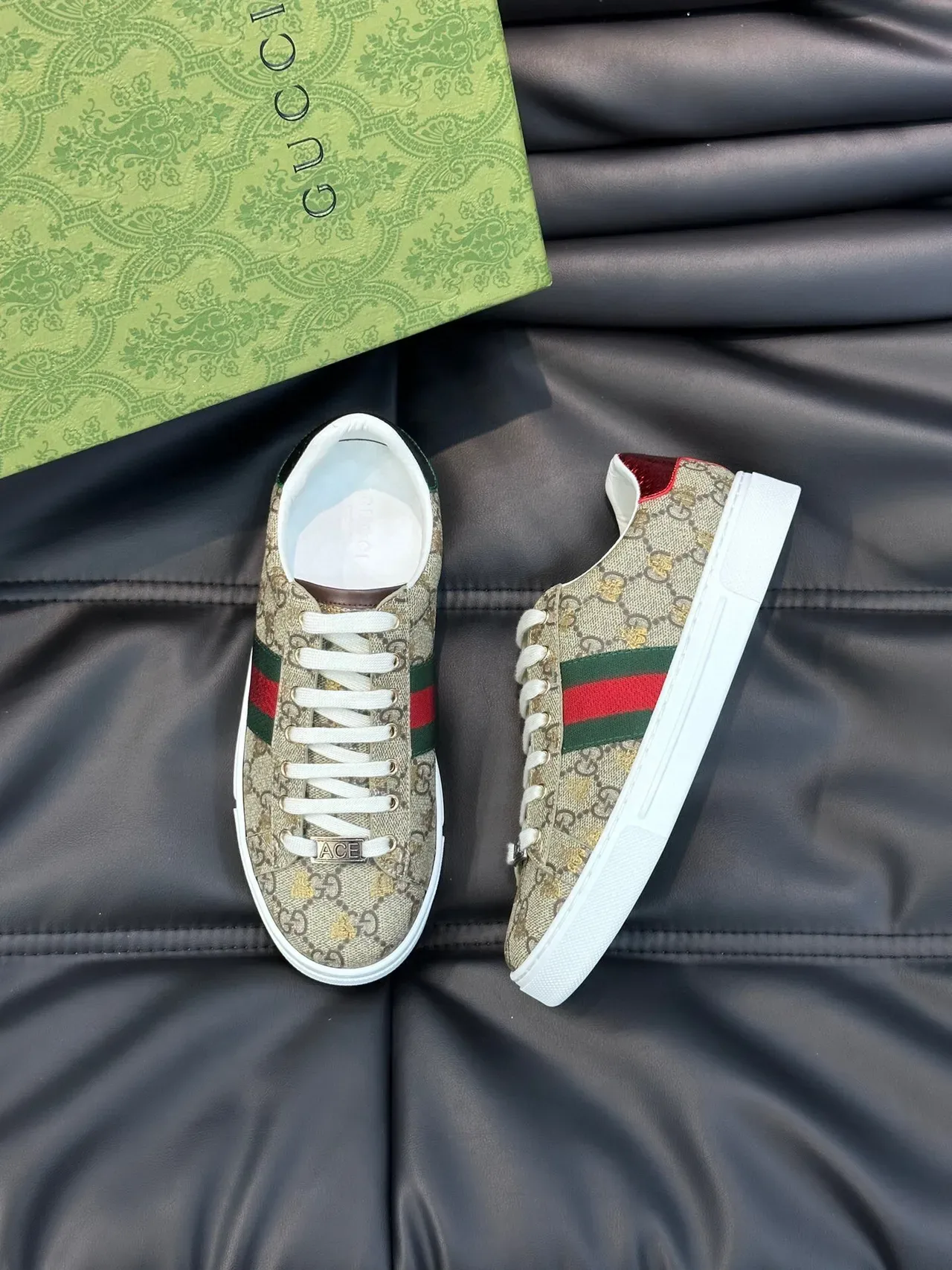 Gucci Ace GG Supreme Beige Green Red Web Lifestyle Sneakers 3