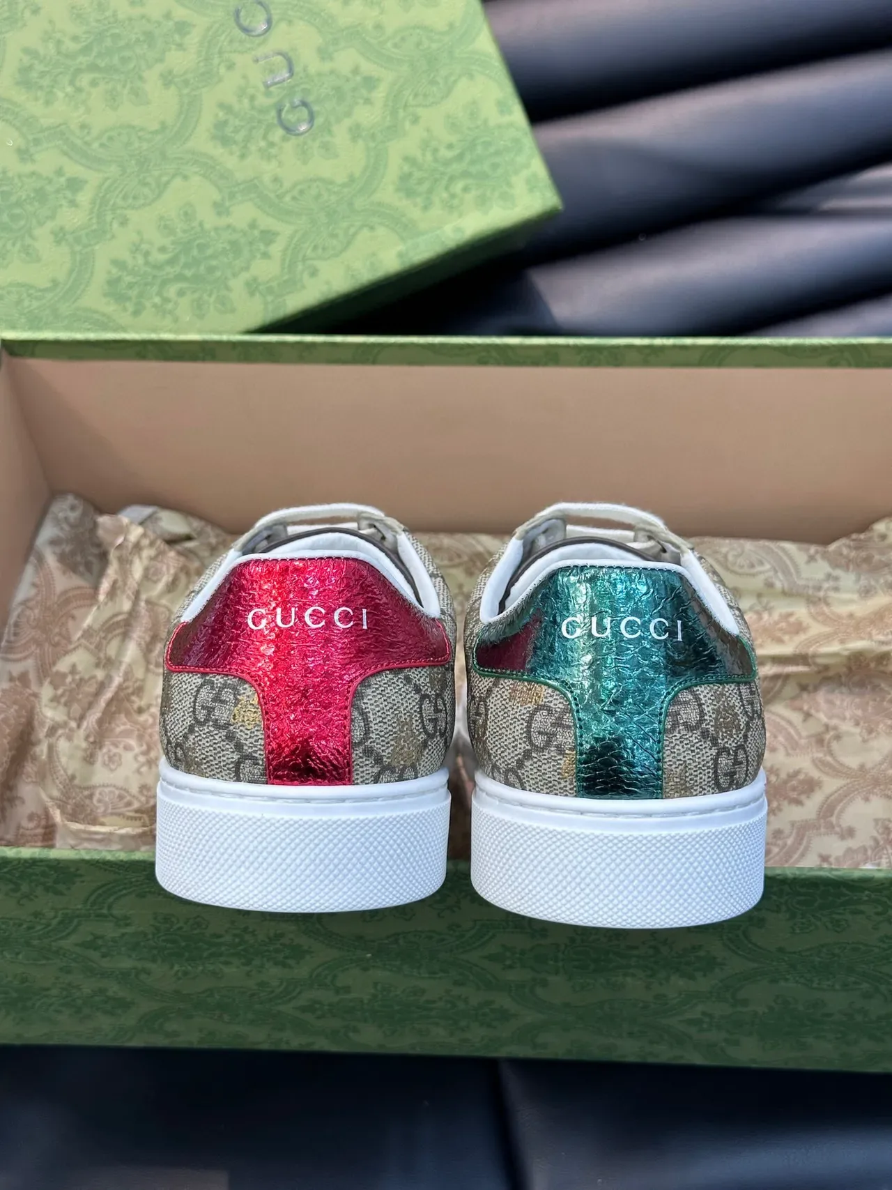 Gucci Ace GG Supreme Beige Green Red Web Lifestyle Sneakers 6