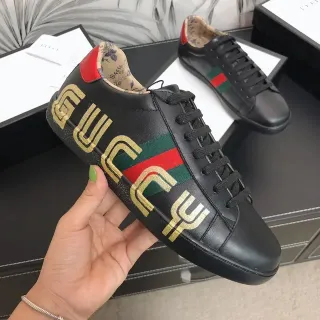 Gucci Ace GUCCY Black Leather Lifestyle Sneakers