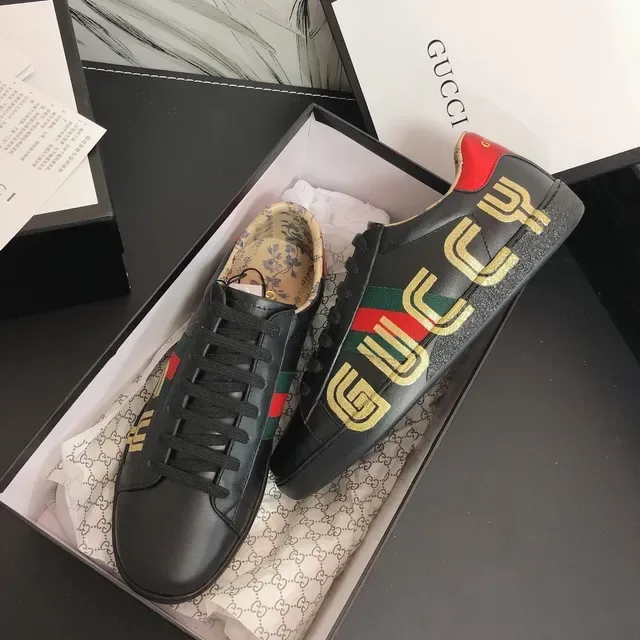 Gucci Ace GUCCY Black Leather Lifestyle Sneakers 6