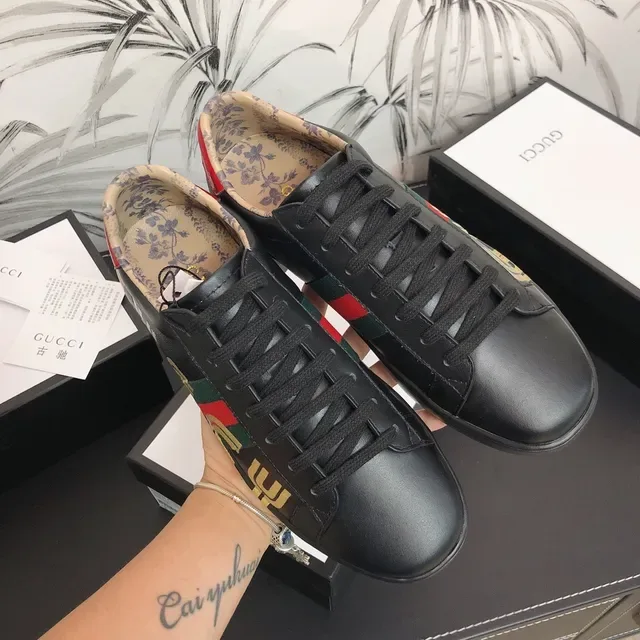 Gucci Ace GUCCY Black Leather Lifestyle Sneakers 8