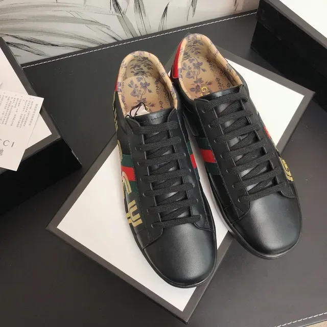 Gucci Ace GUCCY Black Leather Lifestyle Sneakers 9
