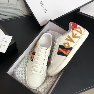 Gucci Ace LOVED White Leather Web Stripe Lifestyle Sneakers