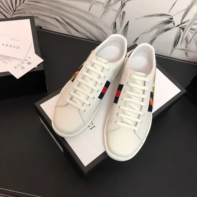 Gucci Ace LOVED White Leather Web Stripe Lifestyle Sneakers 5