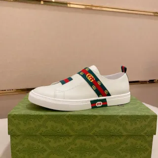 Gucci Ace Web Strap White Leather Lifestyle Sneakers