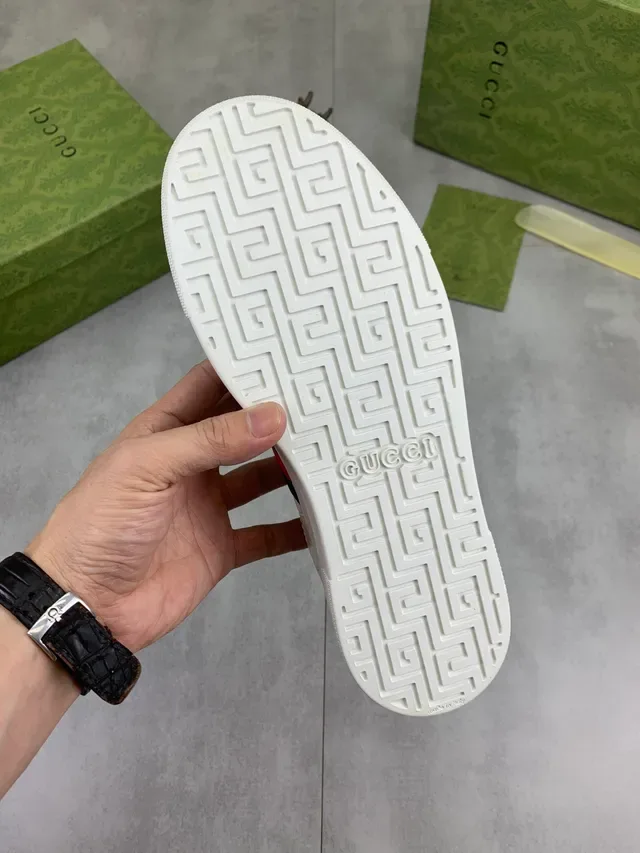 Gucci Ace White Croc-Embossed Web Stripe Lifestyle Sneakers 2