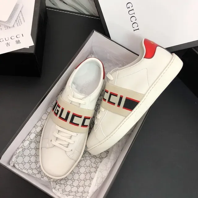 Gucci Ace White Red Black Web Strap Lifestyle Sneakers 5