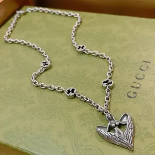 Gucci Angel Wing Heart Pendant Necklace