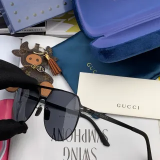 Gucci Aviator Black Metal Gradient Lens Sunglasses