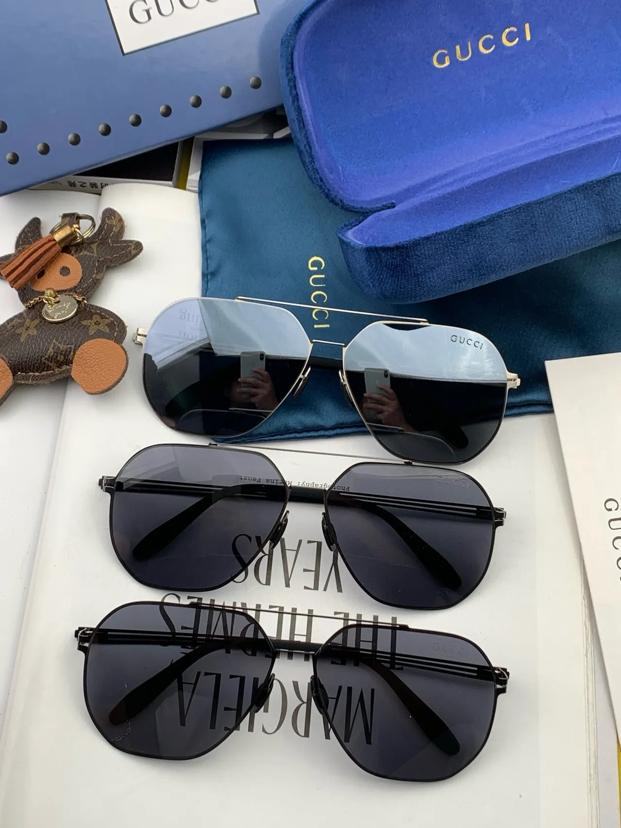 Gucci Aviator-Style Thin Metal Frame Gradient Gray Sunglasses 3