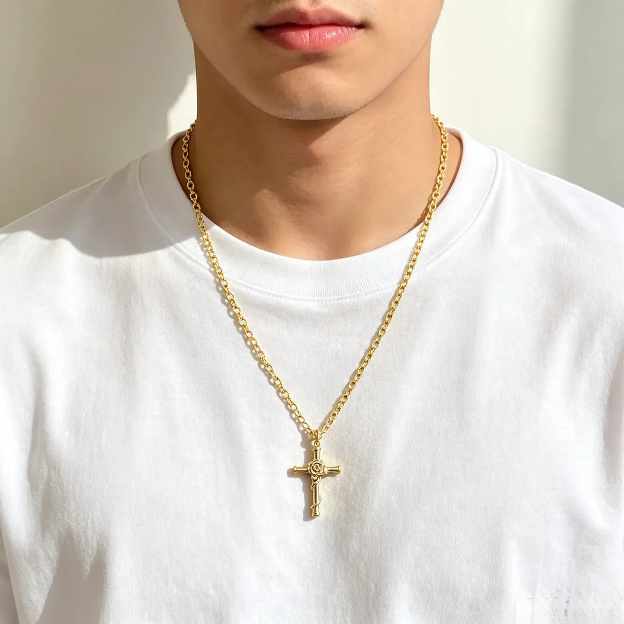 Gucci Bamboo Cross Pendant Gold-Tone Necklace 5