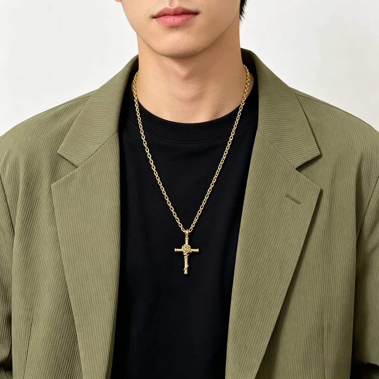 Gucci Bamboo Cross Pendant Gold-Tone Necklace 8