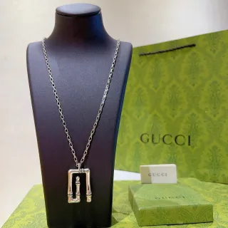 Gucci 竹吊坠 银色调 链条 项链