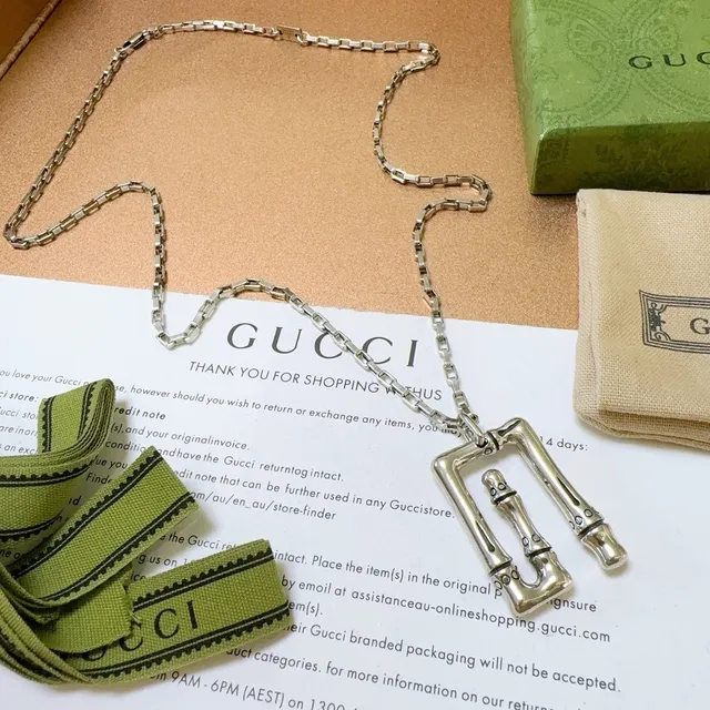 Gucci Bamboo Pendant Silver-Tone Chain Necklace 3