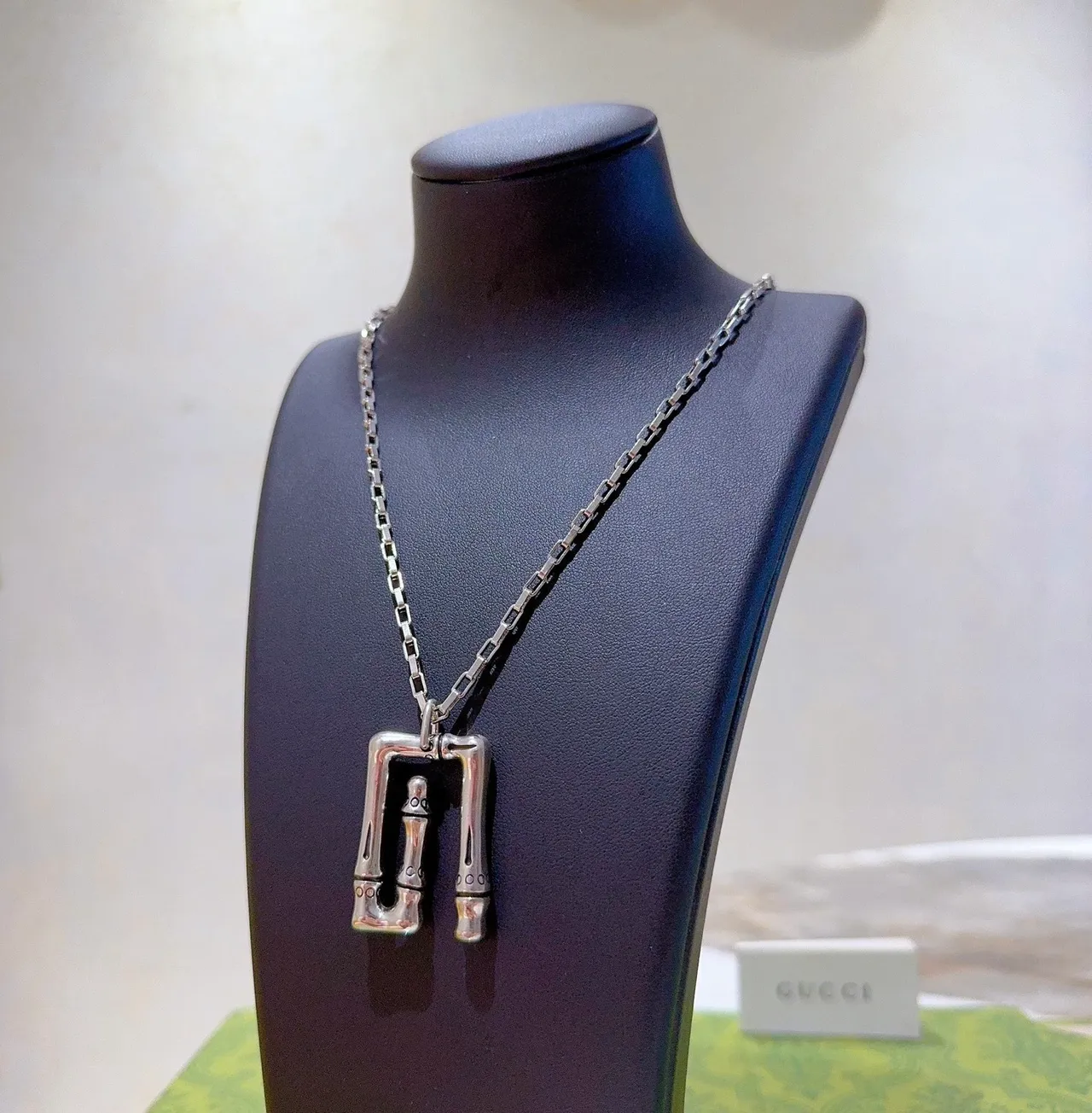 Gucci Bamboo Pendant Silver-Tone Chain Necklace 4