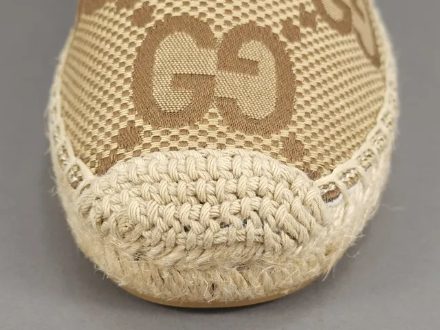 Gucci Beige Brown Monogrammed Canvas Espadrille Sole Boat Shoes 4