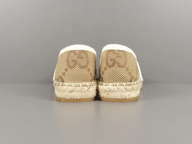 Gucci Beige Brown Monogrammed Canvas Espadrille Sole Boat Shoes 17