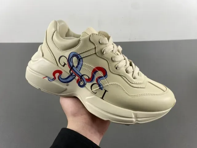 Gucci Sapatilhas Chunky Bege Sola Multicolor Couro Superior 1