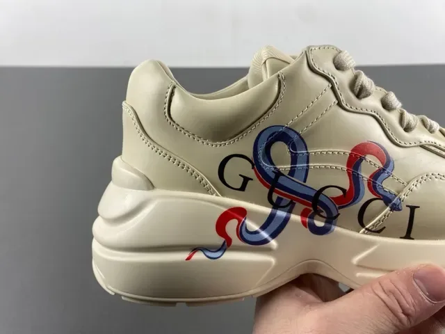 Gucci Sapatilhas Chunky Bege Sola Multicolor Couro Superior 3