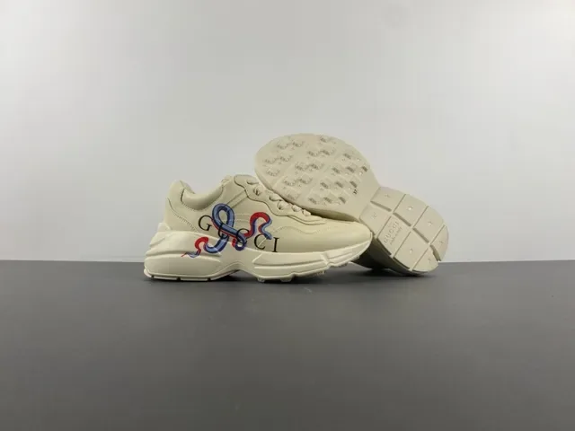 Gucci Sapatilhas Chunky Bege Sola Multicolor Couro Superior 12